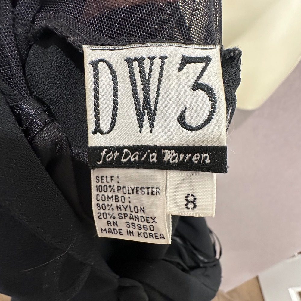 DW3 David Warren Jumpsuit 8 Black Sheer Mesh Back Wide Leg Vintage Formal Chic - Picture 6 of 8